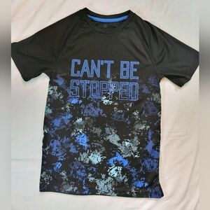 Champion Boys Black And Blue "Can't Be Stopped" Short Sleeve Shirt Size Medium